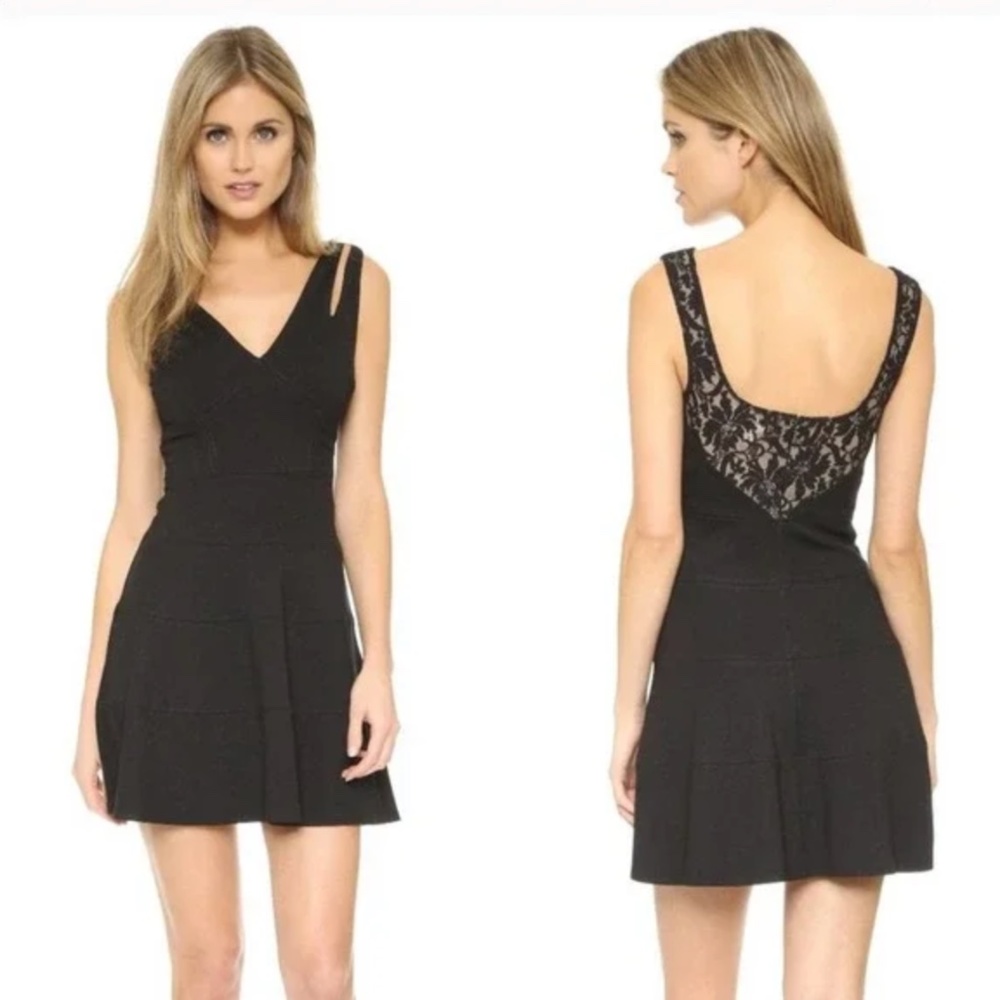 Ali & Jay LA Womens Tiered Lace V-Neck Fit & Flare Mini Dress